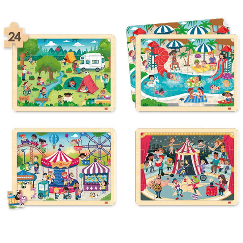 Conjunto de 4 Puzzles – Tempo Livre e Vida Social